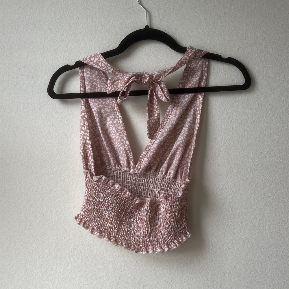 SHEIN Pink Floral Smocked Tank Top - Picture 2 of 4